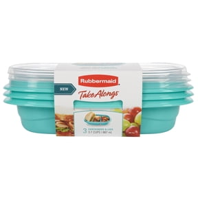 Rubbermaid TakeAlongs On the Go Food Storage and Meal Prep Containers, 3.7 Cup Divided Rectangle, 3-Pack, Teal Splash