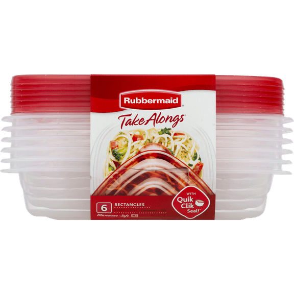 Rubbermaid TakeAlongs Rectangle Food Storage Containers (Set of 6), 4 Cups
