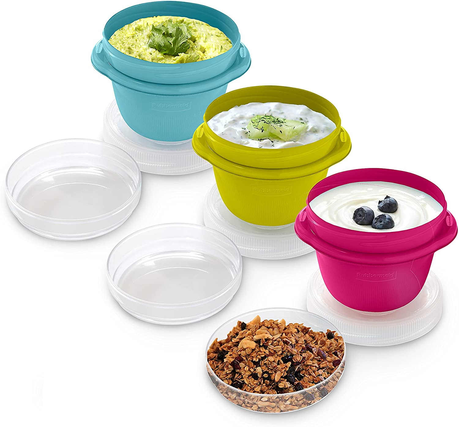  Rubbermaid TakeAlongs Divided Snacking Food Storage Containers,  2.2 Cup, Tint Chili, 3 Count: Food Storage Containers: Home & Kitchen