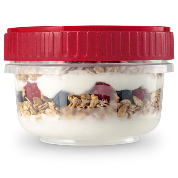 Rubbermaid TakeAlongs Twist & Seal 1.6-Cup Food Storage Containers, Ruby, 3-Pack