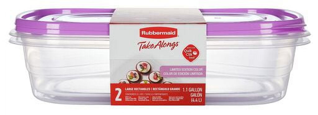 Rubbermaid TakeAlongs Large Rectangle Food Storage Containers - 2 Pack -  Clear/Red, 1 gal - Greatland Grocery