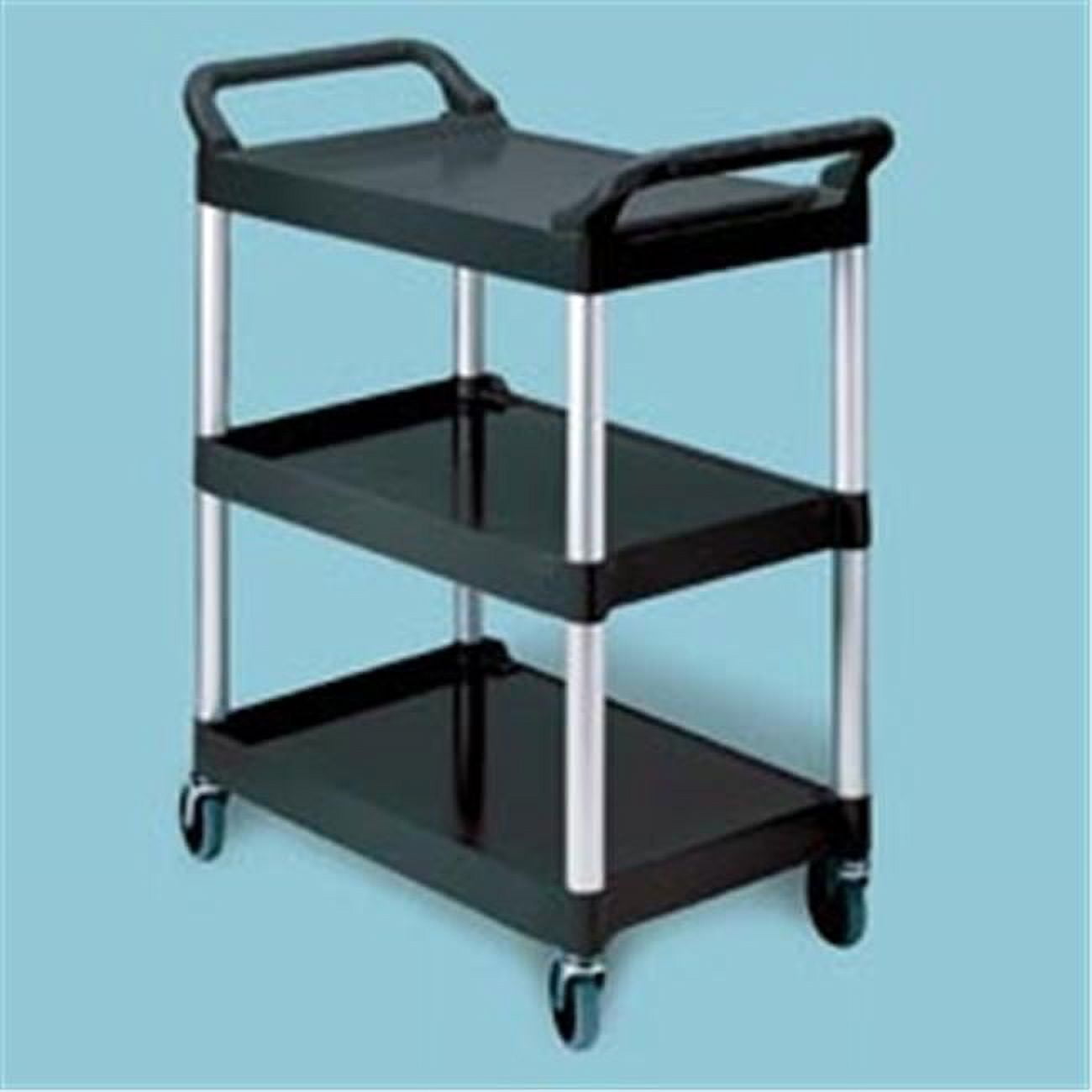 Rubbermaid ThreeShelf Utility Cart with Brushed Aluminum Upright