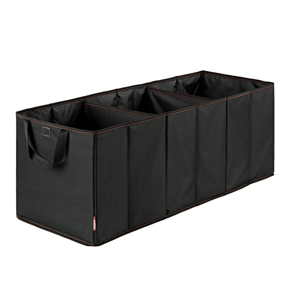 Rubbermaid Trunk Organizer – Heavy-Duty, Collapsible Storage Bin Multiple Compartments,Foldable Car Organization for Cars, Trucks, and SUV, Black