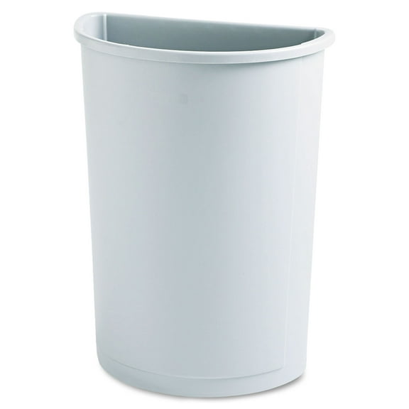 Rubbermaid Untouchable Waste Container, Half-round, Plastic, 21 Gal, Gray