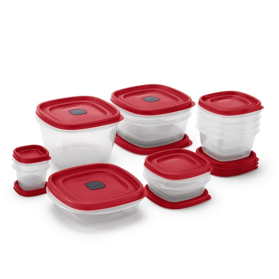 Rubbermaid Vented Easy Find Lid Food Storage Container, 24 Piece Set, Racer Red