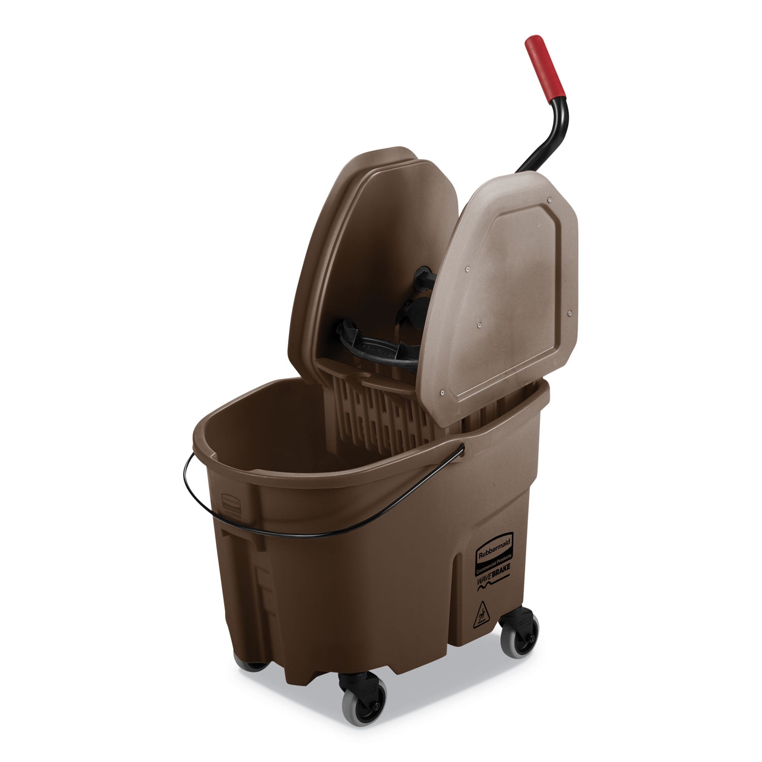 Rubbermaid Wavebrake 2.0 Bucket/wringer Combos, Down-press, 35 Qt, Plastic, Brown