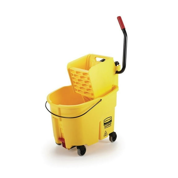 Rubbermaid Wavebrake 2.0 Bucket/wringer Combos, Side-press, 35 Qt, Plastic, Yellow