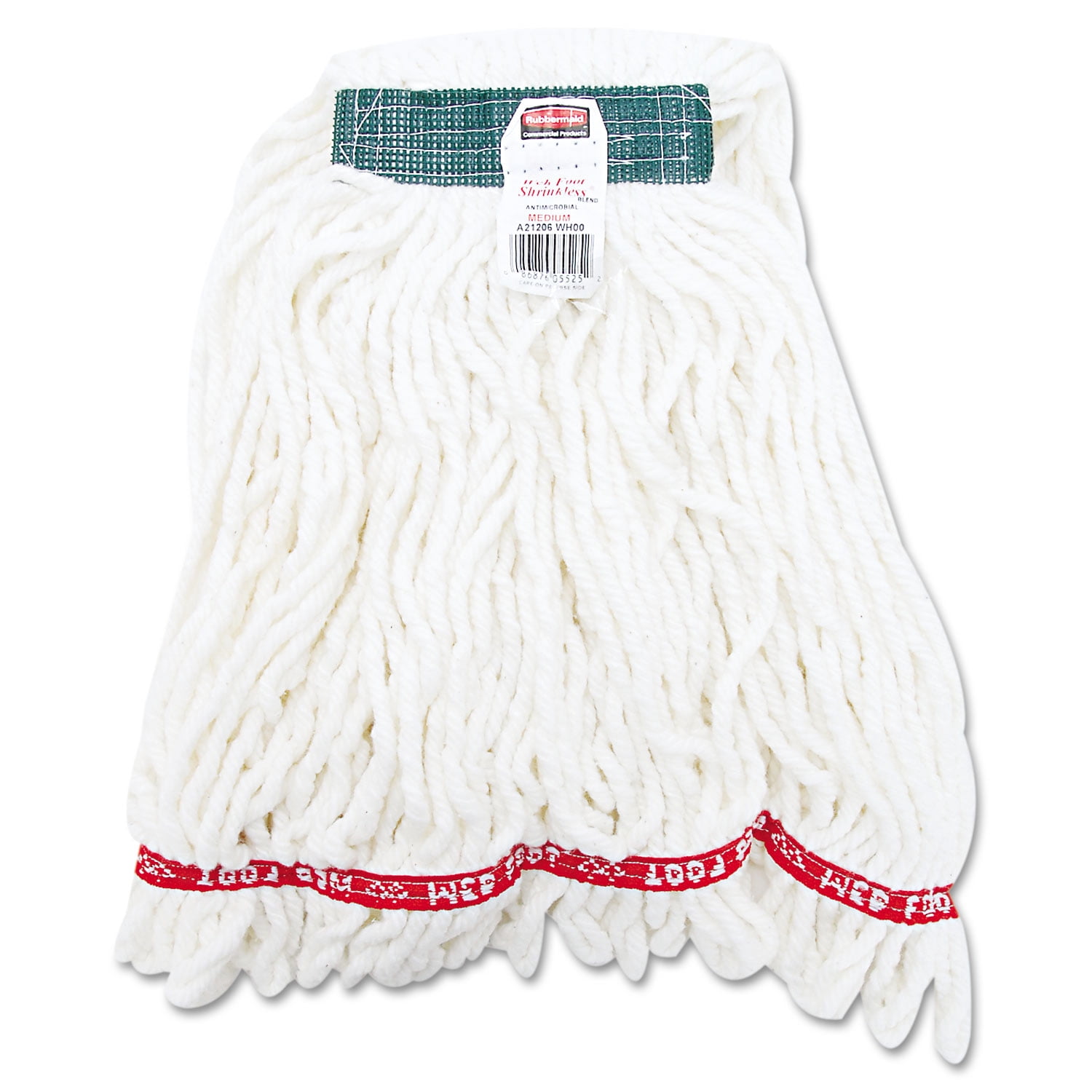Rubbermaid Web Foot Shrinkless Looped-end Wet Mop Head, Cotton/synthetic, Medium, White, 6/carton  Rcpa21206whict