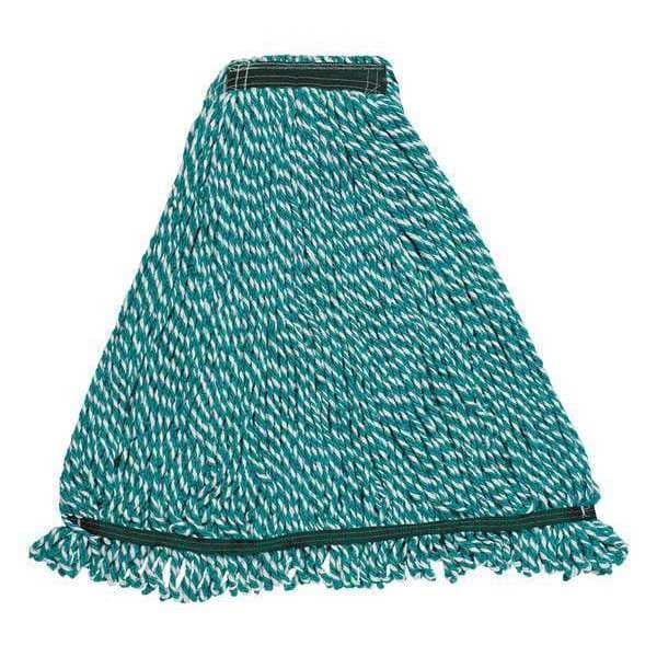 Rubbermaid Web Foot String Mop Heads, Microfiber, Green, Medium, 5"Green Headband, 6/Ctn