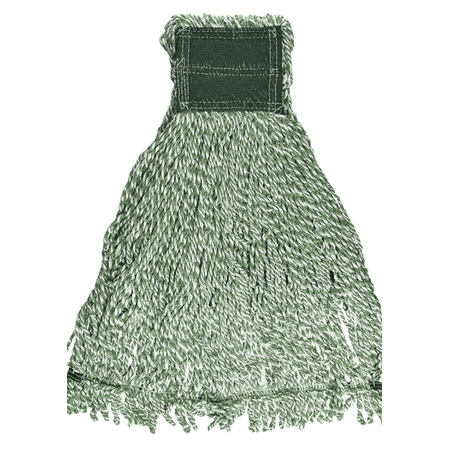 Rubbermaid Commercial Web Foot String Mop Heads, Microfiber, Green, Medium, 5"Green Headband, 6/Ctn