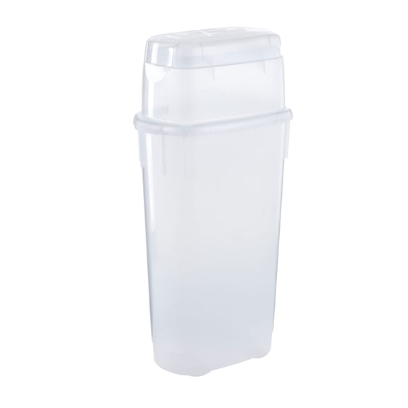 Rubbermaid Wrap N' Craft Plastic Wrapping Paper Organizer Storage Container with Top Ornament Storage Compartment for 20 Standard 30 Inch Rolls, Clear