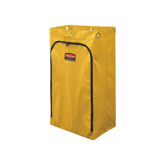 Zippered Vinyl Cleaning Cart Bag for Rubbermaid Commercial 6173-88, 24 gal, 17.25" x 10.5" x 30.5", Yellow