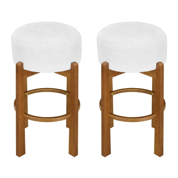 Rubberwood Bar Stools Set Of 2 With Padded Seat Reinforced Support Ring For Kitchen Island Home Bar Counter