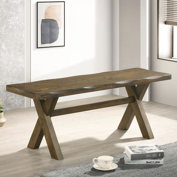 Rubberwood Bench with Rustic Charm / Saves Space in Dining