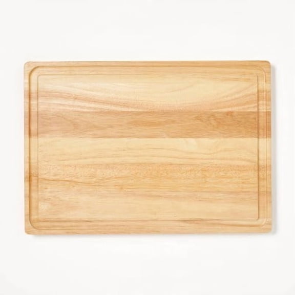 Rubberwood Carving Board with Juice Groove Natural