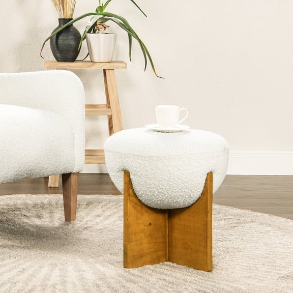 Rubberwood Crafted - An 18.5" Ottoman for Added Seating or Table Function