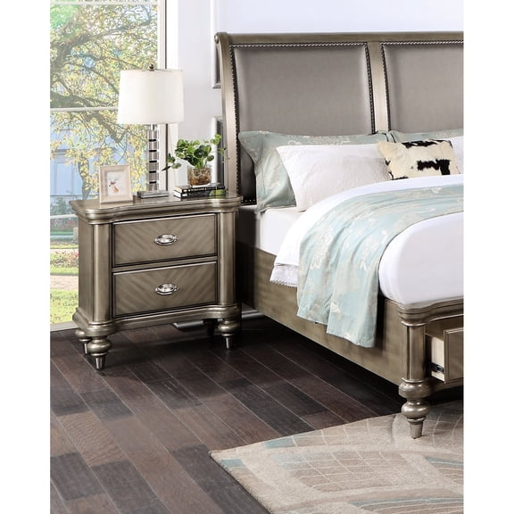 Rubberwood Creation - 2-Drawer Storage Utility - Bedroom Ornament - Transitional Bedside Cabinet