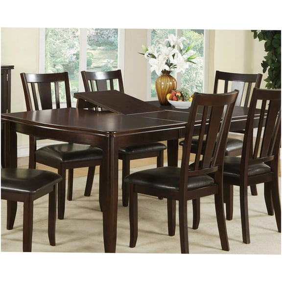 Rubberwood Dining Table with Butterfly Leaf, Espresso Finish Modern Rectangular Kitchen Table