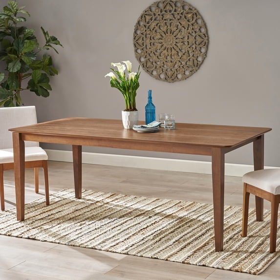 Rubberwood, Square Leg Dining Table with Precise Slatting - Fits Various Home Styles