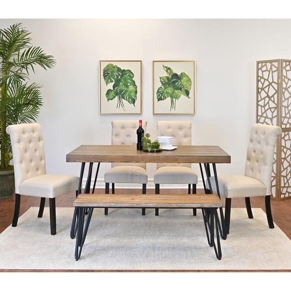 Rubberwood Tabletop - Sturdy Metal Frame - Regular Meals - Beautifully Crafted Dining Set