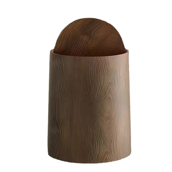 Rubbish Bags 12L Bathroom Can Household Can With Swing Lid Wood Grain Design Ideal for Home and Bedroom