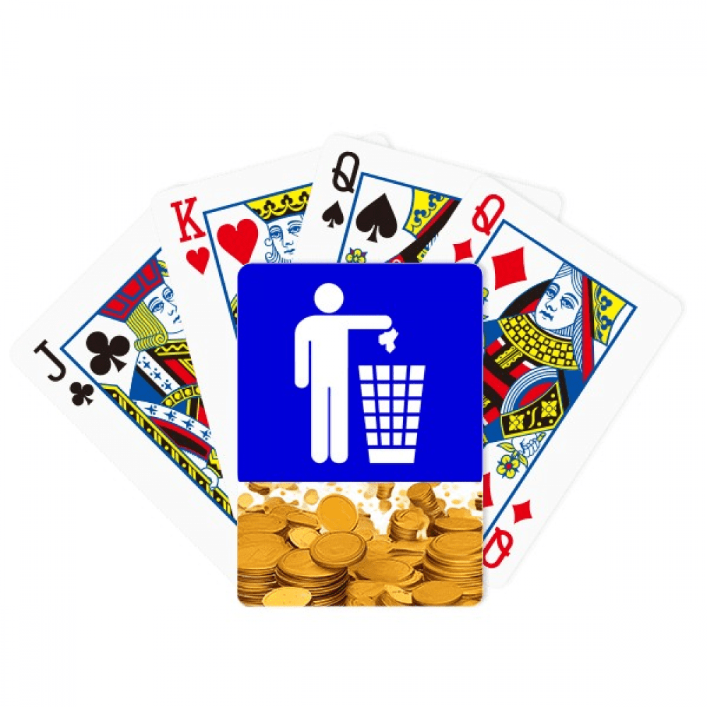 Rubbish Blue Square Warning Mark Gold Playing Card Classic Game