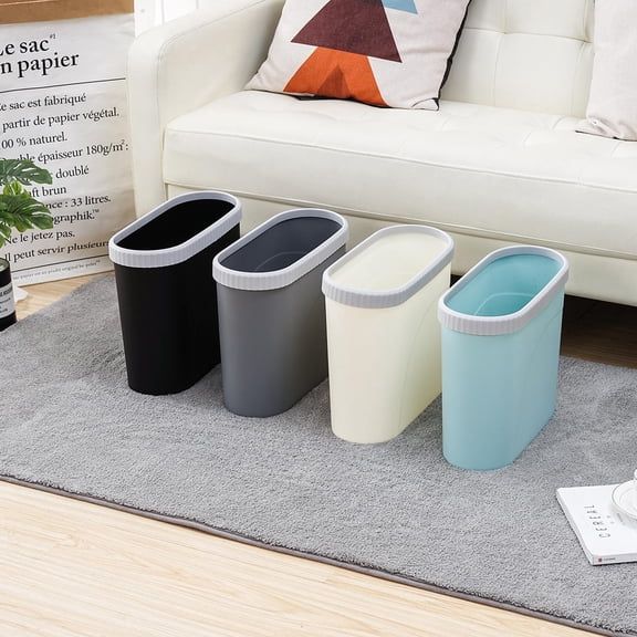 Rubbish Box with Lid Black Non Slip Base Home Storage Container Smooth Corners for Bathroom