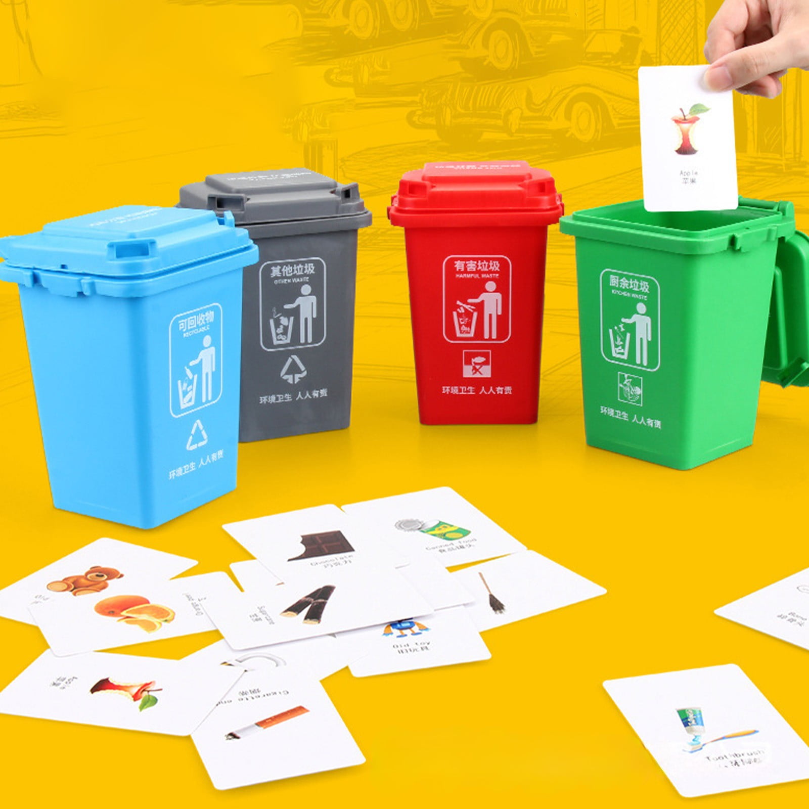 Rubbish Classification Game Props Early Education Desktop Science Education Puzzle Toys Car Bins