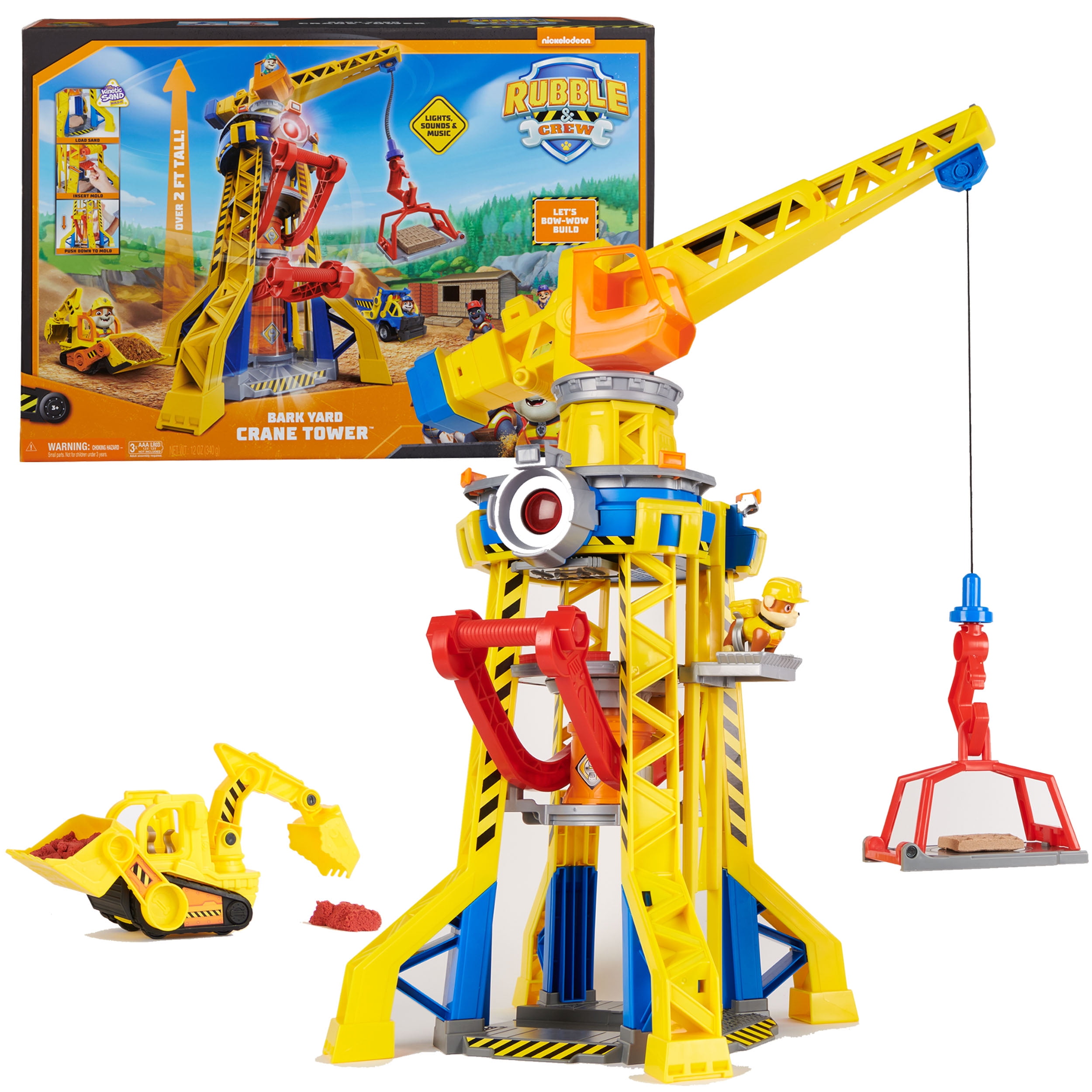 Rubble & Crew Yellow and Red Crane Tower Playset with Bulldozer