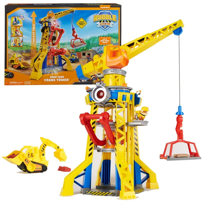 Rubble & Crew Bark Yard Crane Tower Playset w/ Toy Bulldozer & Kinetic Build-It