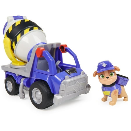 Rubble & Crew, Cement Mixer Truck with Mix Action Figure, Toys for Kids Ages 3+