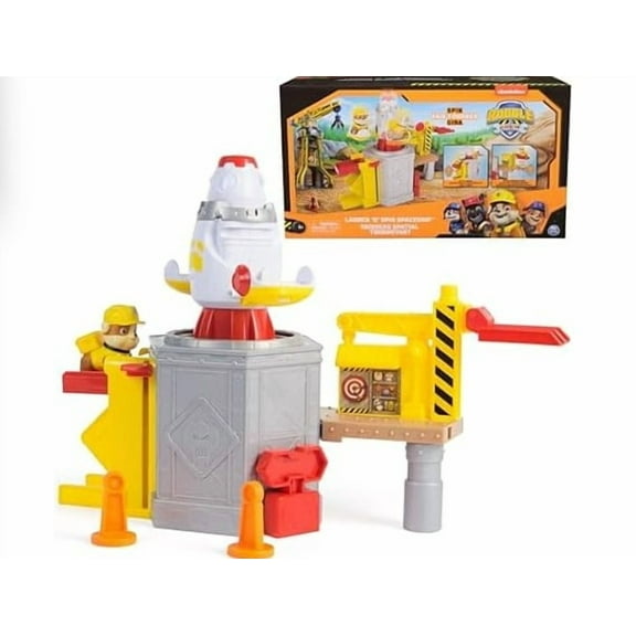 Rubble & Crew, Launch & Spin Spaceship Playset with Rubble Toy Figure in Construction Uniform