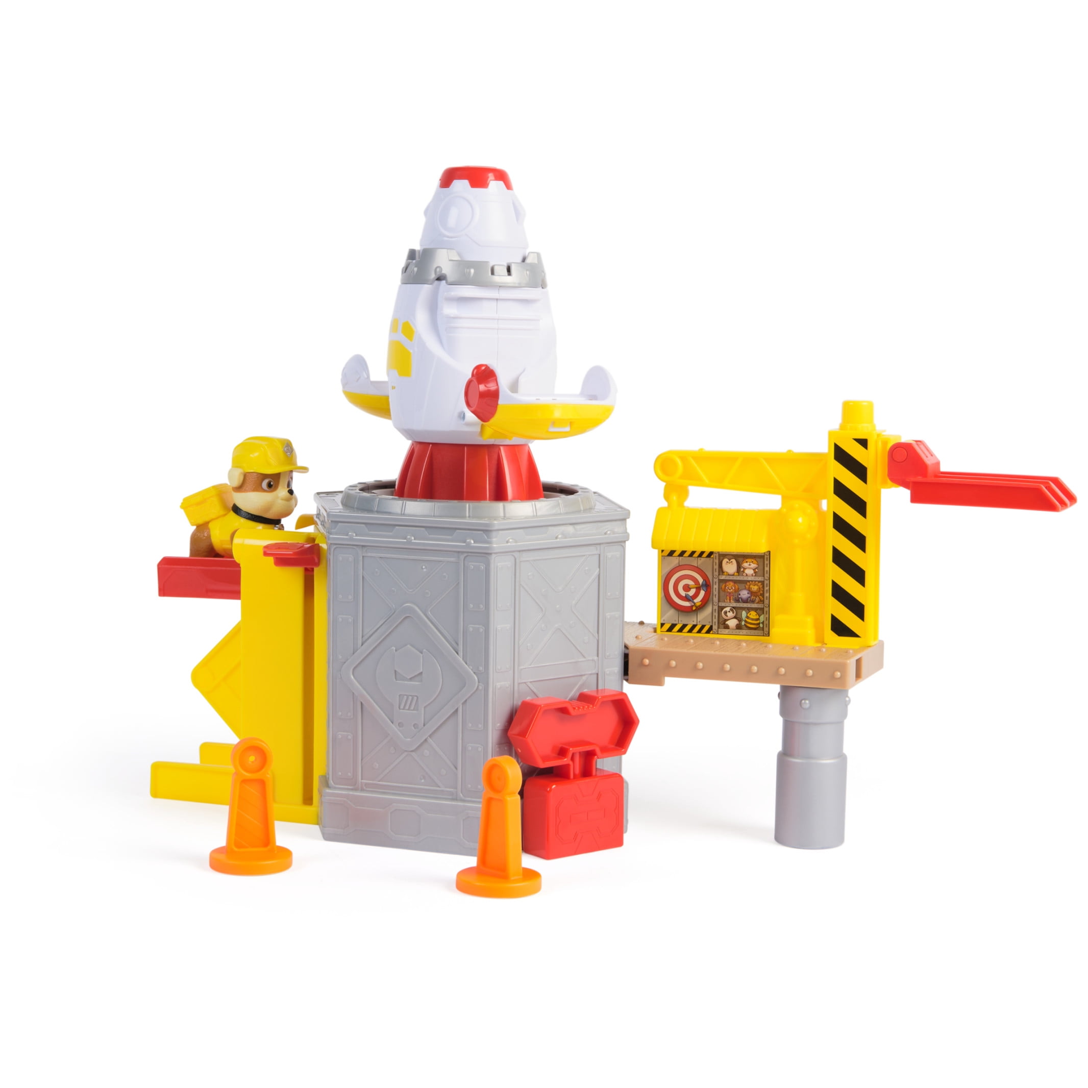 PAW Patrol Rubble & Crew Launch & Spin Spaceship Playset with Rubble Figure for Kids Ages 3 and Up, Multi-Color