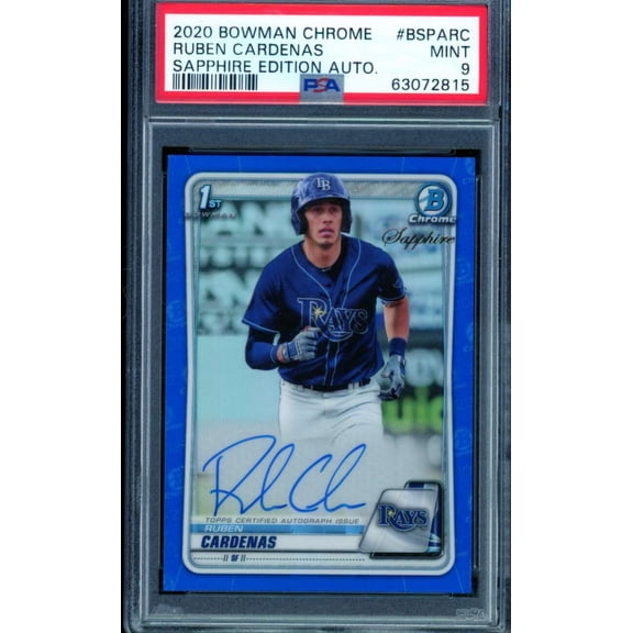 Ruben Cardenas Rookie 2020 Bowman Chrome Sapphire Edition Auto #BSPARC PSA 9