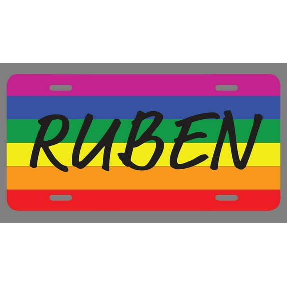 Ruben Name Pride Flag Style License Plate Tag Vanity Novelty Metal | UV Printed Metal | 6-Inches By 12-Inches | Car Truck RV Trailer Wall Shop Man Cave | NP2462