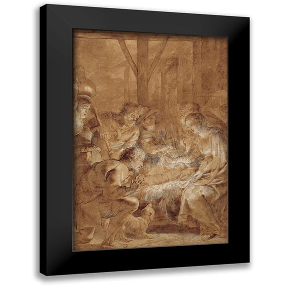 Rubens, Peter Paul 11x14 Black Modern Framed Museum Art Print Titled - The Adoration of the Shepherds