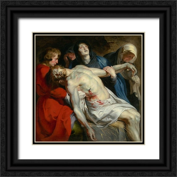 Rubens, Peter Paul 12x12 Black Ornate Wood Framed with Double Matting Museum Art Print Titled - The Entombment