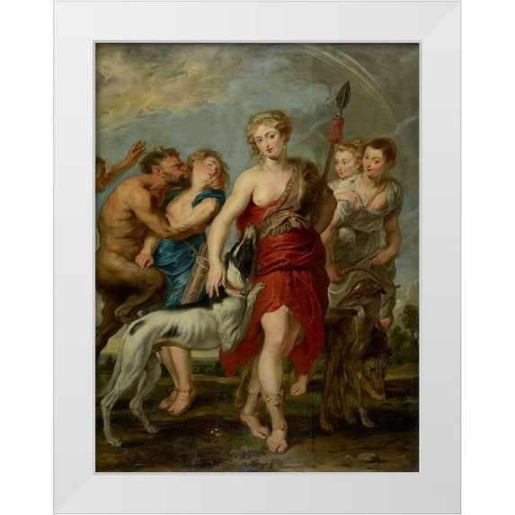 Rubens, Peter Paul 12x14 White Modern Wood Framed Museum Art Print Titled - Diana and Her Nymphs on the Hunt