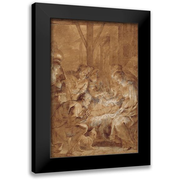 Rubens, Peter Paul 13x18 Black Modern Framed Museum Art Print Titled - The Adoration of the Shepherds