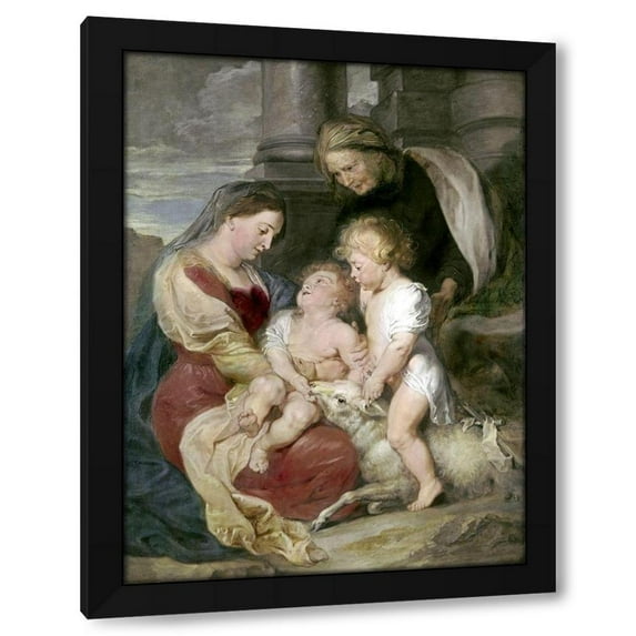 Peter Paul Rubens 14x18 Black Modern Wood Framed Wall Art Titled - Virgin and Child With St. Elizabeth and St. John