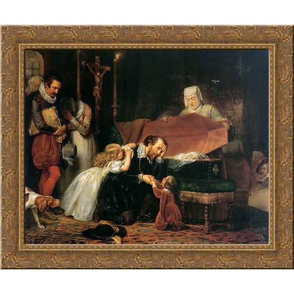 Rubens mourning his wife 24x20 Gold Ornate Wood Framed Canvas Art by Anthony van Dyck