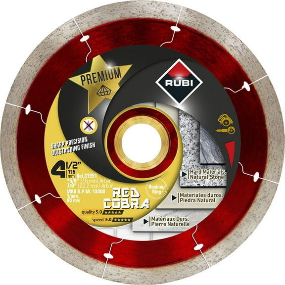 Rubi Tools Red Cobra 4 Inch Premium Segmented Rim Diamond Blade For Hard Materials