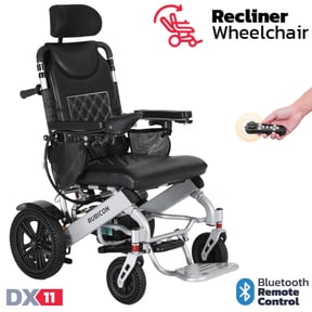 Rubicon DX11 Reclining Electric Wheelchair with Adjustable Headrest, Foldable Electric Power Wheelchair for Adults, Dual 600W Motors, Long Range Battery, All-Terrain Mobility Chair with 360 Joystick