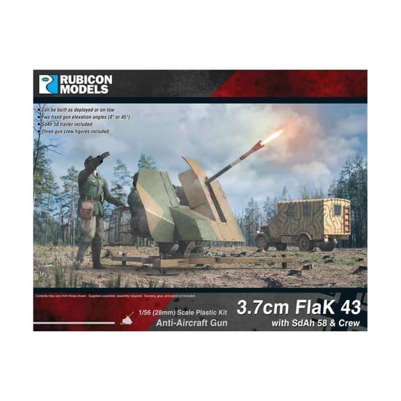 Rubicon Models 3.7cm Flak 43 with SdAh 58 New