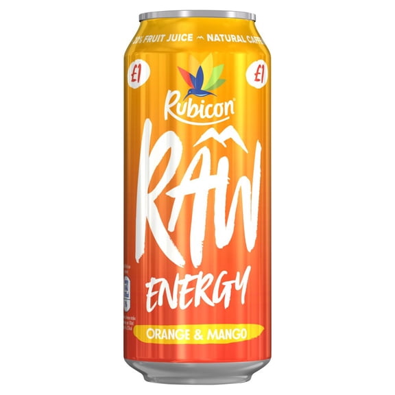 Rubicon Raw Energy Orange & Mango 500ml  (pack of 12)