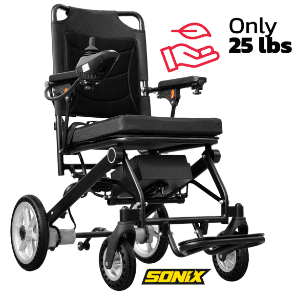 Rubicon Super Lightweight Foldable Electric Wheelchair - Easy to Use - 12 Miles Cruise Range - Detachable Battery -  Liftable Armrest