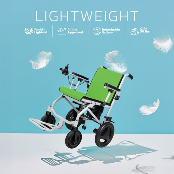 Rubicon Travel Size Lightest Foldable Electric Wheelchair User-Friendly, Only 30 lbs