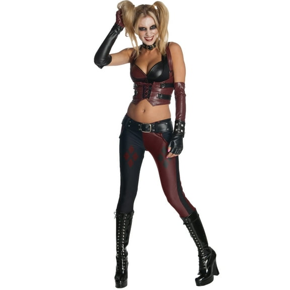 Rubie's Batman Arkham City Harley Quinn Women's Halloween Fancy-Dress Costume for Adult, M