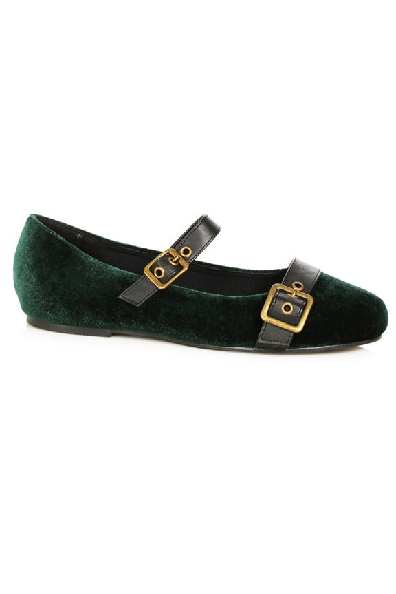 Rubie's Costume Co - Women's Green Velvet Witch Shoes with Buckles - Womens 7