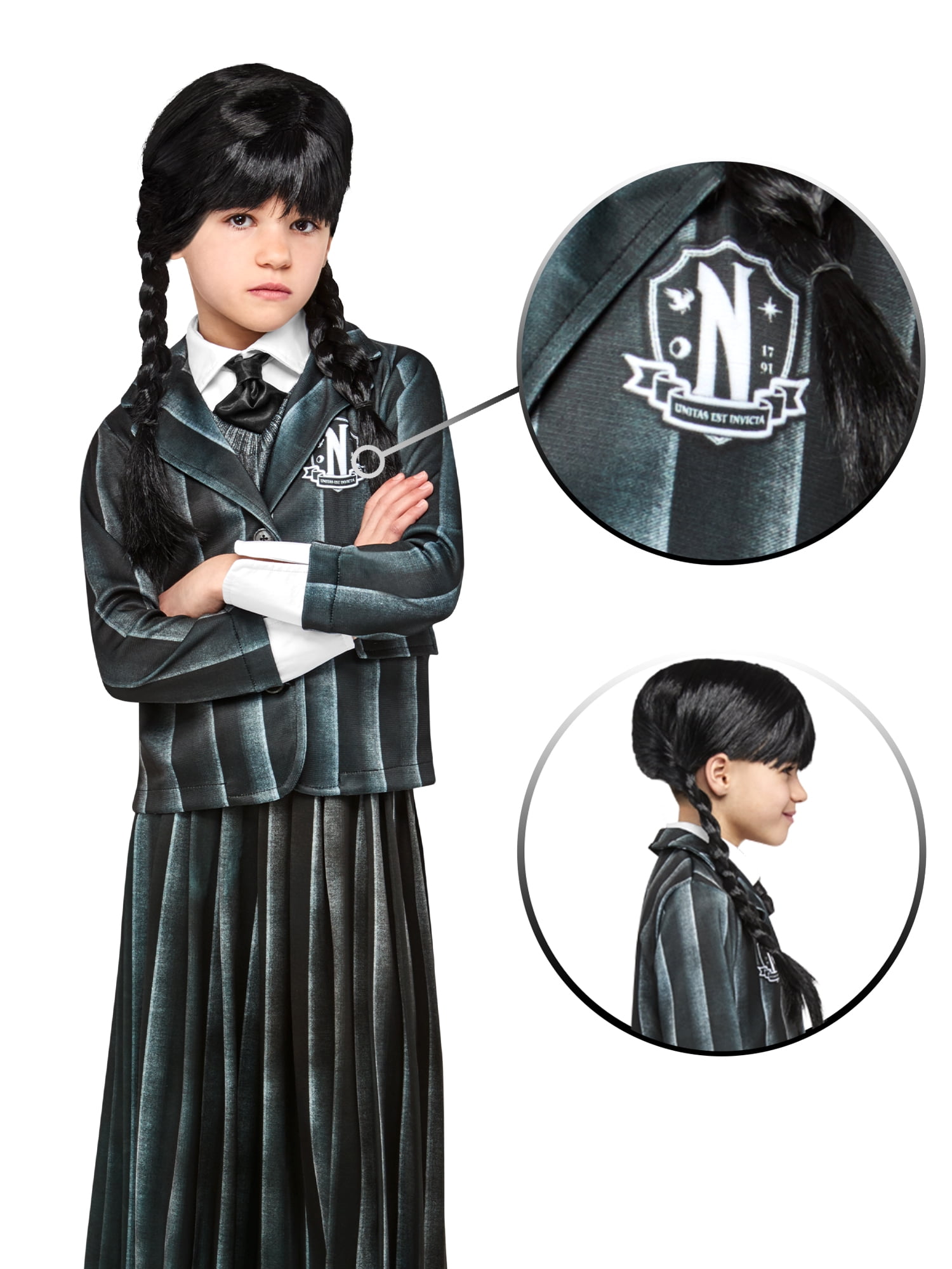 Rubie's Girls' Wednesday Nevermore Academy Costume and Wig Kit ...
